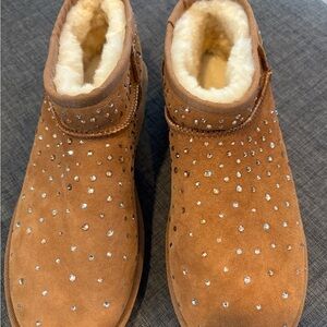 UGG Tan Suede Boots with Swarovski Crystals size 10
